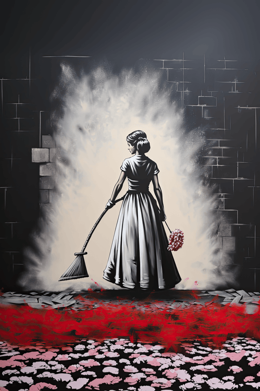 Maid Sweeping Under The Carpet Canvas Print