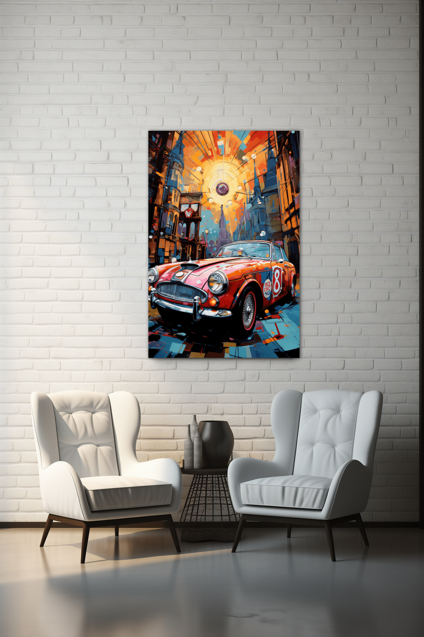 Retro Roadster Art Print v4 Canvas Print